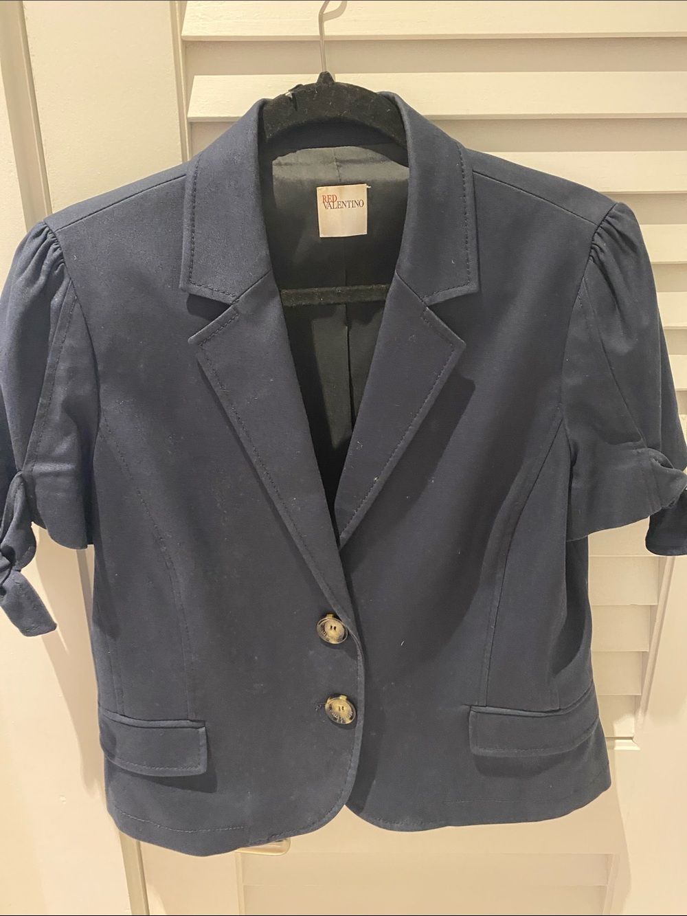 RED Valentino Navy Short-Sleeve Tailored Blazer